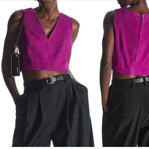 COS Pink Purple Suede Crop Top